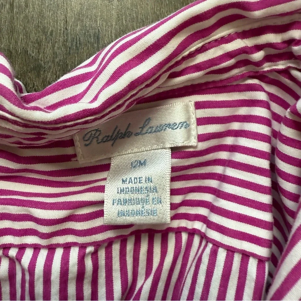 Ralph Lauren Pink Striped Dress with Navy Belt
